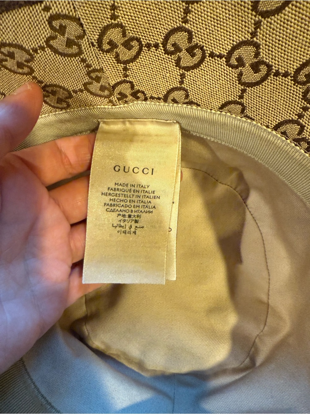 Gucci Brown GG Monogram Bucket Hat with Leather Band - Picture 5 of 6